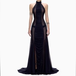 Chic Black Backless Evening Dress
